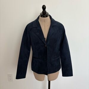 Armani Collezioni Womens Coat Size Unknown Navy Blue Suede Made in Italy